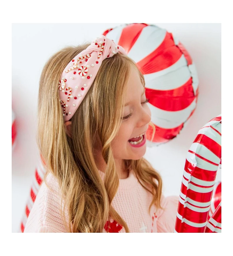 Sweet Wink Girls Candy Cane Christmas Gemstone Headband