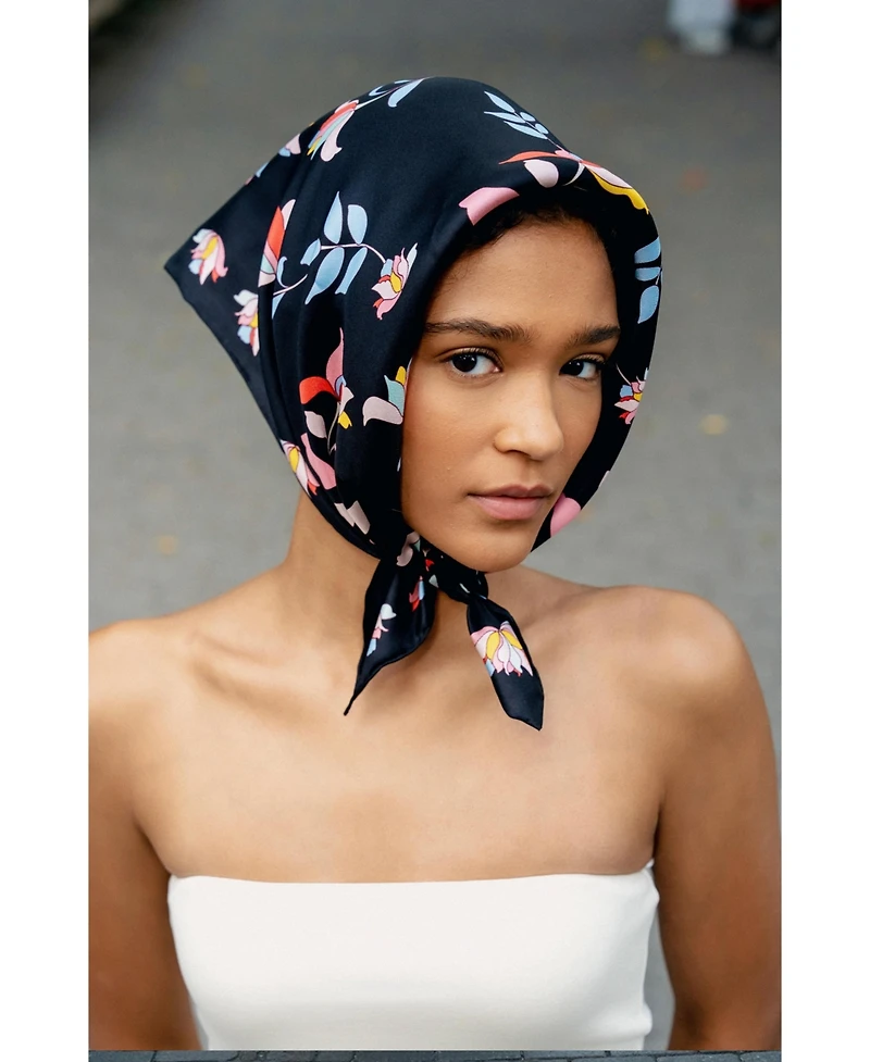 Jessie Zhao New York Double Sided Silk Scarf Midnight Garden