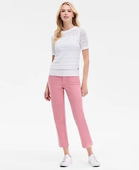 Nautica Women's Cotton Lace-Front Short-Sleeve Sweater