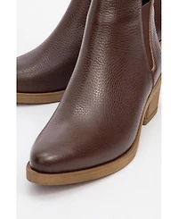 Forever & Always Shoes Dovena Leather Block Heel Ankle Boot (Women)