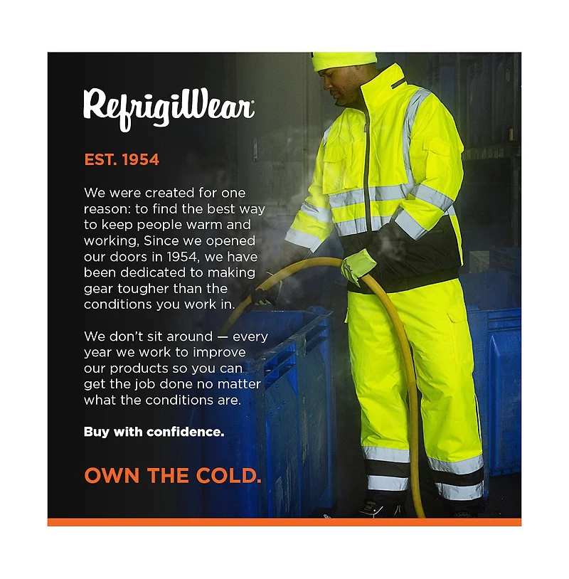 RefrigiWear Big & Tall Hi Vis Insulated Waterproof Comfort Stretch Work Pants