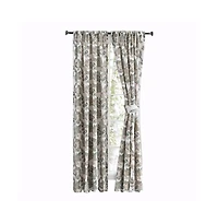 Ellis Curtain Wynette Lined 3" Rod Pocket Curtain Panel Pair with Tiebacks 100" x Grey