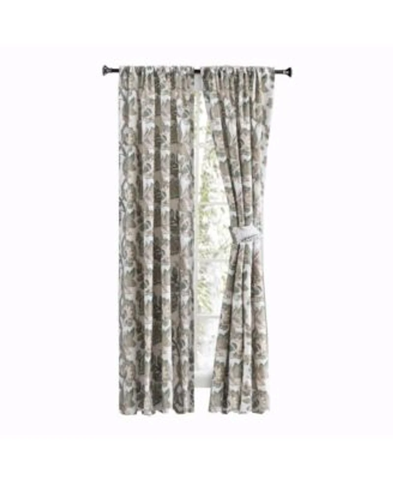 Ellis Curtain Wynette Lined 3 X22 Rod Pocket Curtain Panel Pair With Tiebacks 100 X22 X Grey