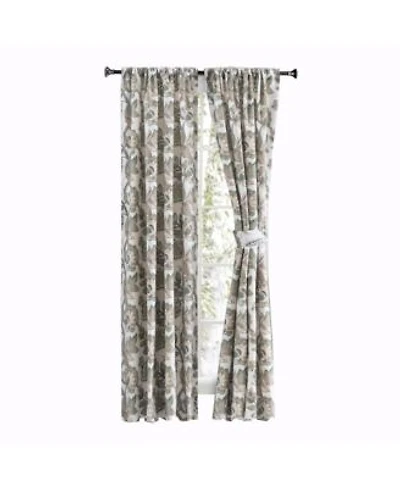 Ellis Curtain Wynette Lined 3 X22 Rod Pocket Curtain Panel Pair With Tiebacks 100 X22 X Grey
