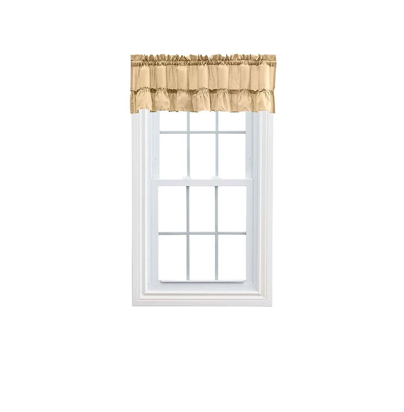 Ellis Stacey Solid Color Window 1.5" Rod Pocket High Quality Fabric Ruffled Filler Valance 54"x13" Almond