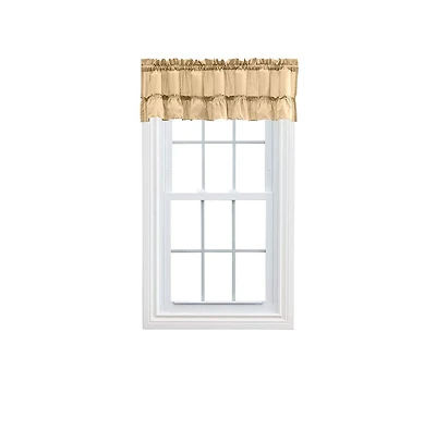 Ellis Stacey Solid Color Window 1.5" Rod Pocket High Quality Fabric Ruffled Filler Valance 54"x13" Almond