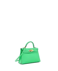Pre-Owned Hermes Kelly 20 Handbag Green Chevre Mysore with Gold Hardware