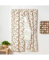 Ellis Vintage Stylish Medium Scale Printed Vine Pattern 1.5" Rod Pocket Tailored Pair with Ties 56"x63" Pecan