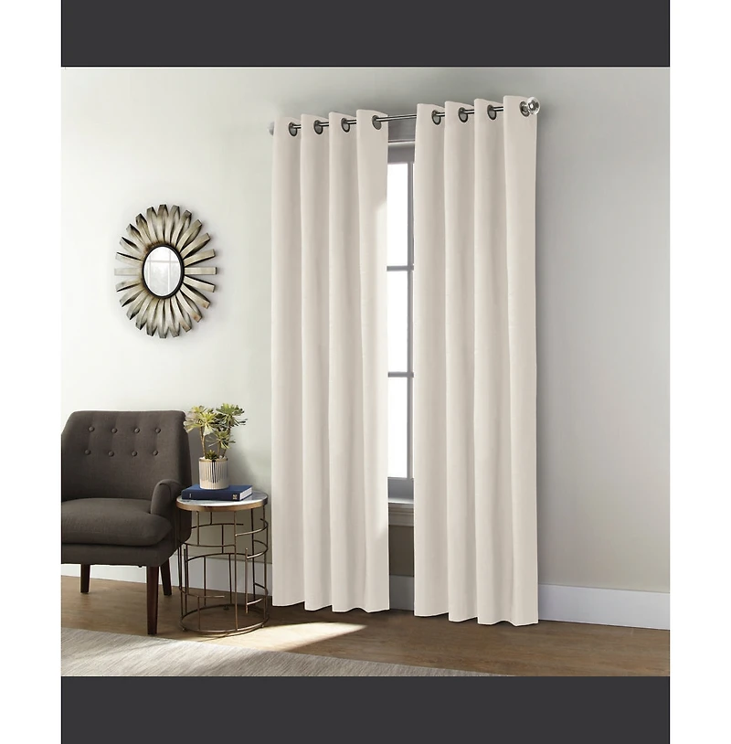 Thermaplus Shadow Window Treatment Blackout Grommet Curtain Panel 52" x 108" for Bedroom Livingroom Off-white