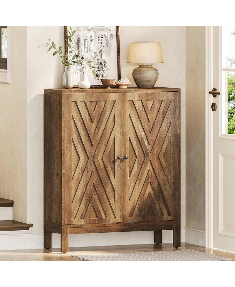 Tribesigns 5-Tier Shoe Cabinet for Entryway, Industrial Wooden Shoe Organizer with Adjustable Shelves