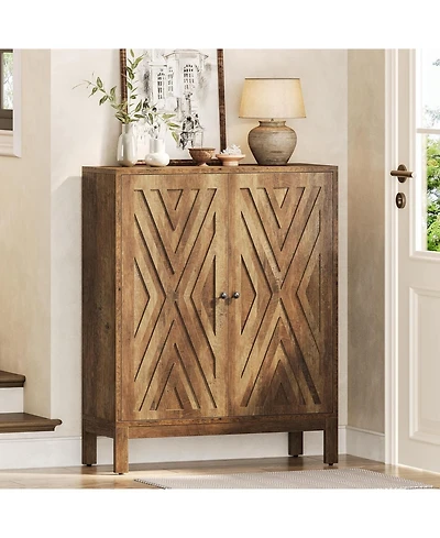 Tribesigns 5-Tier Shoe Cabinet for Entryway, Industrial Wooden Shoe Organizer with Adjustable Shelves