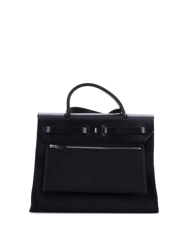 Pre-Owned Hermes 31 Herbag Zip Leather and Toile