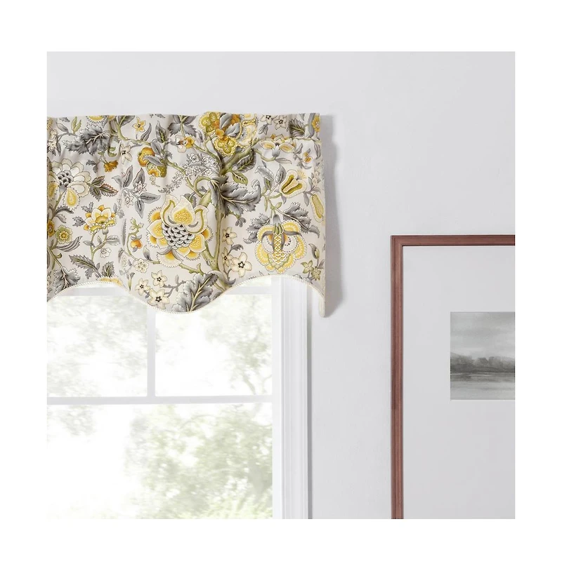 Ellis Curtain Regency Scallop Shaped 3" Rod Pocket Valances for Windows 50" x 15" Grey