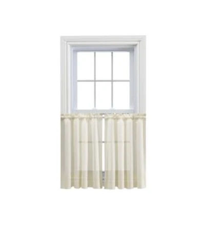 Ellis Curtain Shadow Stripe 1.5 X22 Rod Pocket Tailored Tier Pair For Windows 80 X22 X 25 X22 Natural
