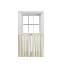 Ellis Curtain Shadow Stripe 1.5 X22 Rod Pocket Tailored Tier Pair For Windows 80 X22 X 25 X22 Natural