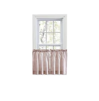 Ellis Curtain Plaza Classic Ticking Stripe Printed on Natural Ground 1.5" Rod Pocket Tailored Tiers 56" x 24" Brick