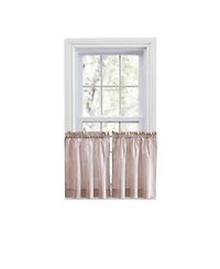 Ellis Curtain Plaza Classic Ticking Stripe Printed On Natural Ground 1.5 X22 Rod Pocket Tailored Tiers 56 X22 X 24 X22 Brick