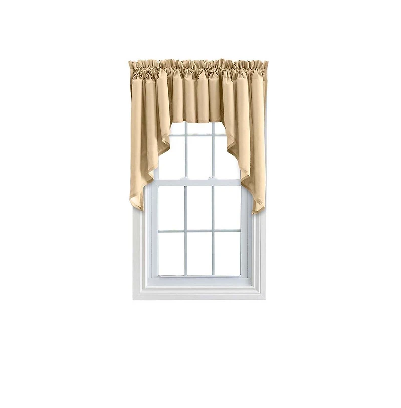Ellis Stacey Solid Color Window 3" Rod Pocket High Quality Fabric Lined Swag Set 126"x36" Almond