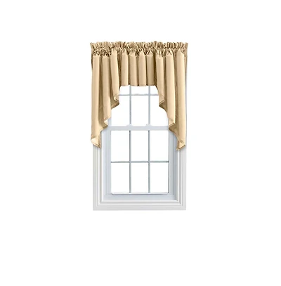 Ellis Stacey Solid Color Window 3" Rod Pocket High Quality Fabric Lined Swag Set 126"x36" Almond