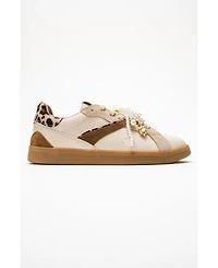 Forever & Always Shoes Taren Leather Pearl Buckle Sneakers (Women)