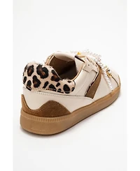 Forever & Always Shoes Taren Leather Pearl Buckle Sneakers (Women)
