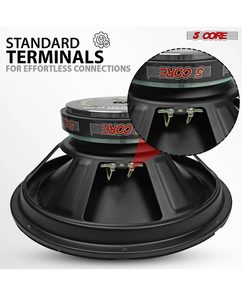 5 Core 12 Inch Woofer Pair 400W Car Subwoofer 4Ohm Replacement Deep Sub w Poly Cone - Wf 12 156 Pp 4OHM 2PCS