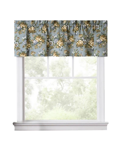 Ellis Bella Rose Stylish Medium Scale Printed Floral Pattern 1.5" Rod Pocket Tailored Valance 58"x15" Wedge