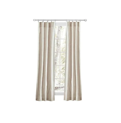 Ellis Curtain Plaza Classic Ticking Stripe Printed 3" Rod Pocket Tailored Panel Pair with Tiebacks 56" x 84" Tan