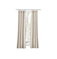 Ellis Curtain Plaza Classic Ticking Stripe Printed 3" Rod Pocket Tailored Panel Pair with Tiebacks 56" x 84" Tan