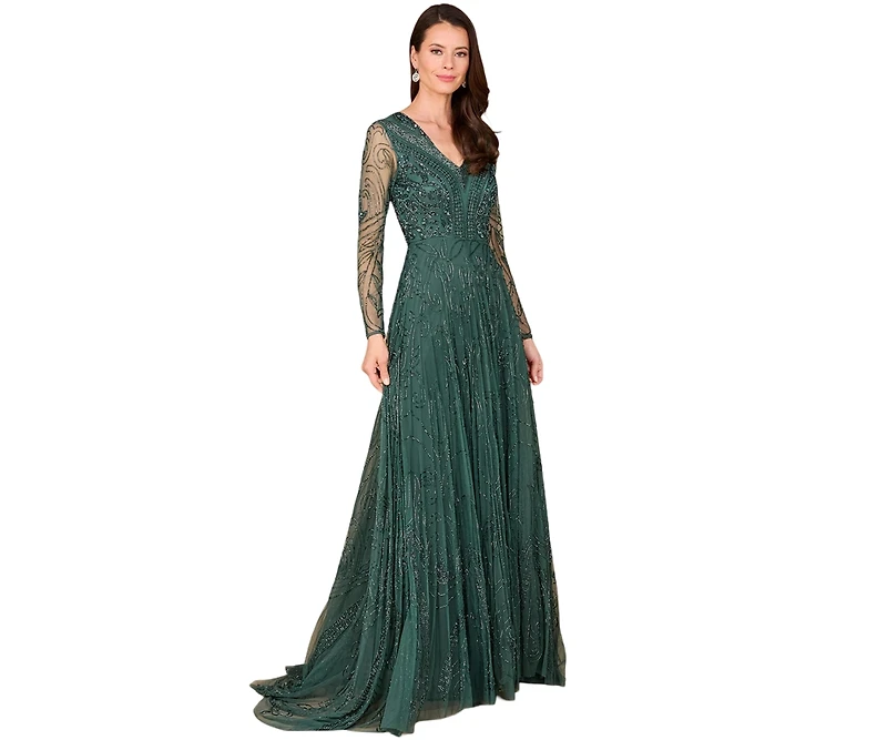 Lara Women's A-line Beaded Dress with Sleeves