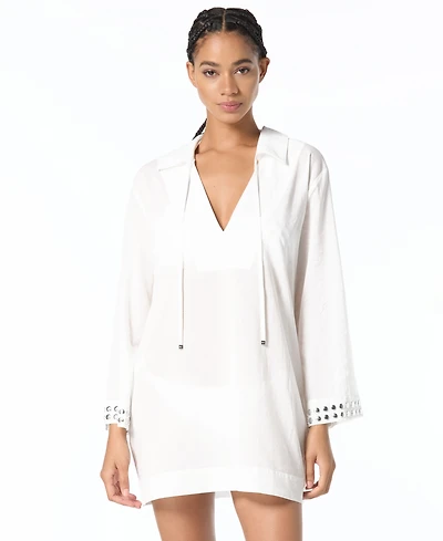 Michael Kors Women's V-Neck Cover Up Shirt