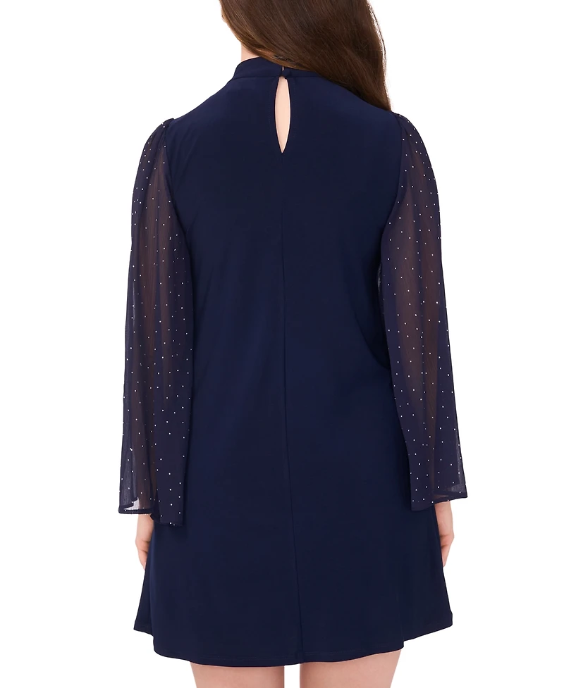 Msk Women's Mock Neck Combo Sleeve Dress