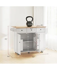 Homcom Mobile Kitchen Island with Power Outlet Drop Leaf Kitchen Cart