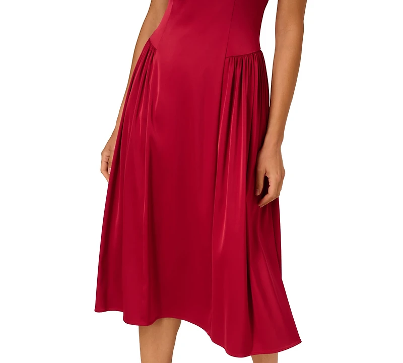 Adrianna Women's Stretch Sweetheart Neck Midi Dress