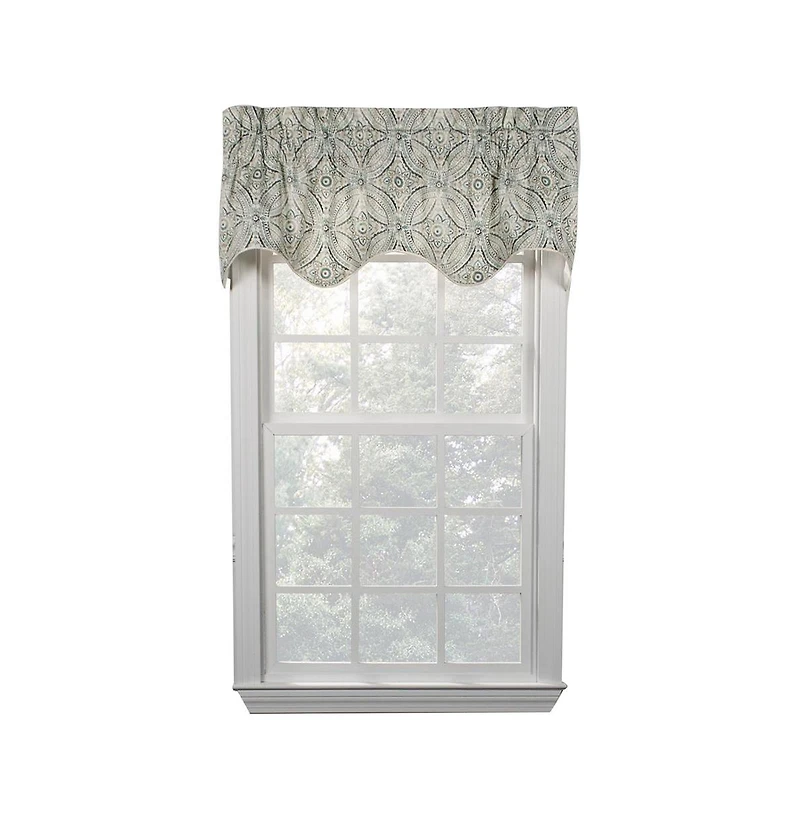 Ellis Curtain Blissfullness High Quality Room Darkening Solid Natural Color Lined Scallop Window Valance - 50x15", Spa