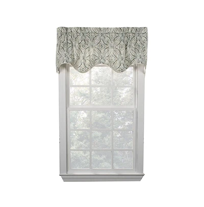 Ellis Curtain Blissfullness High Quality Room Darkening Solid Natural Color Lined Scallop Window Valance - 50x15", Spa