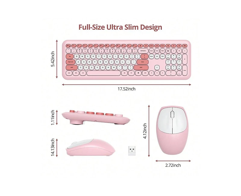 Risokeys Slim Low-Noise Wireless Keyboard and Mouse Combo for Windows Pc and Laptop