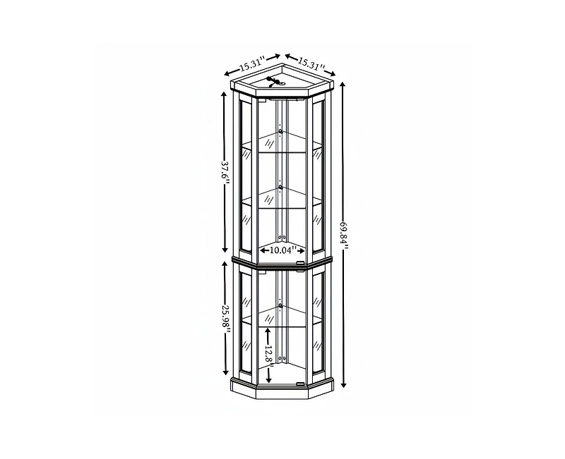Casainc Corner Glass Cabinet with Lighted Included