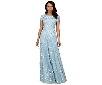 Lara Women's 3D floral embellished cap sleeve gown