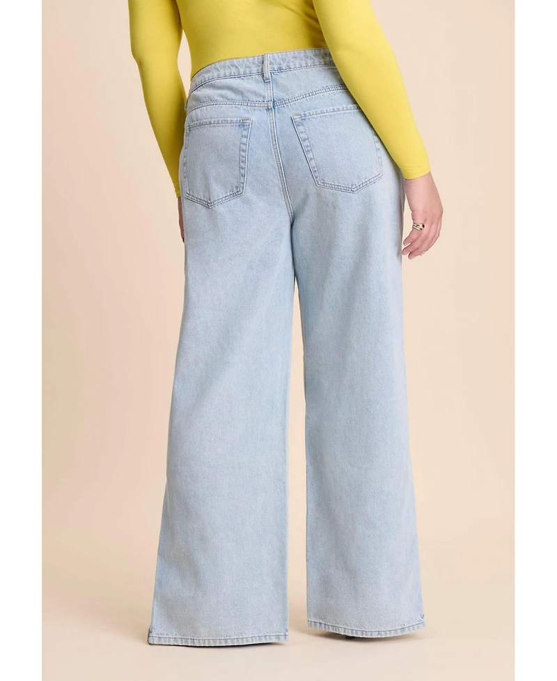 Eloquii Women's Side Zip Loose Jean