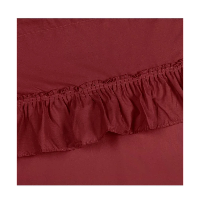 Ellis Stacey 1.5" Rod Pocket High Quality Fabric Solid Color Window Ruffled Filler Valance 54"x13" Merlot