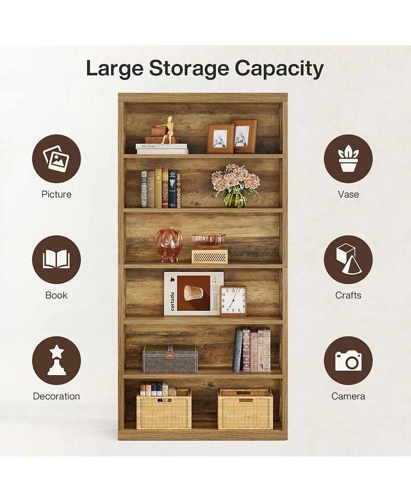 Tribesigns 74.8" Tall Kitchen Pantry, 7-Tier Industrial Storage Cabinet with Geometric Side Panels