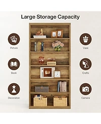 Tribesigns 74.8" Tall Kitchen Pantry, 7-Tier Industrial Storage Cabinet with Geometric Side Panels