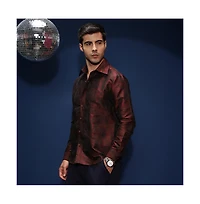 Campus Sutra Men's Burgundy Red Abstract-Woven Shirt