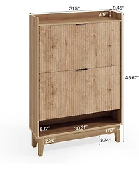 Tribesigns 31.5" Wide Narrow Entryway Cabinet,Shoe Cabinet with 2 Flip Drawers & Open Shelf
