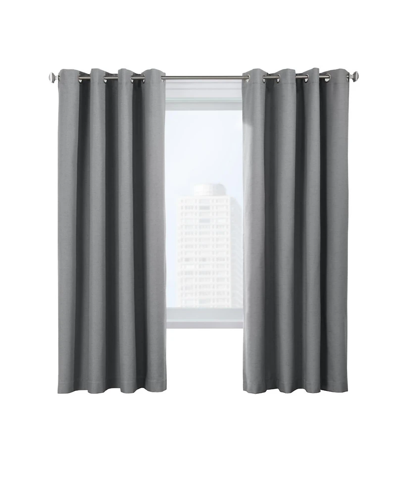 Thermaplus Ventura Blackout Uv Protection Grommet Curtain Panel Pair for Windows Each 52" x 84" Dark Grey