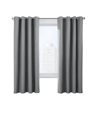 Thermaplus Ventura Blackout Uv Protection Grommet Curtain Panel Pair for Windows Each 52" x 84" Dark Grey