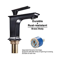 Aquaterior Wall Mount Ceramic Sink w/ Modern 1 Hole Bathroom Square Faucet Orb
