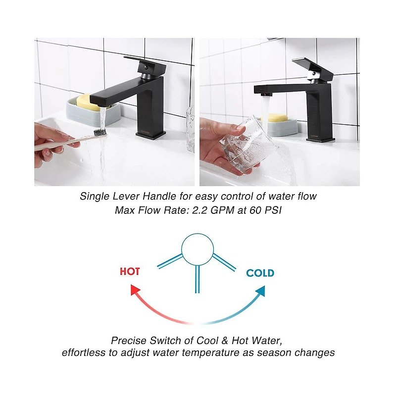 Aquaterior Wall Mount Ceramic Sink w/ Bathroom Square Single Handle Faucet Orb