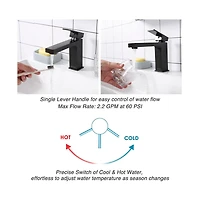 Aquaterior Wall Mount Ceramic Sink w/ Bathroom Square Single Handle Faucet Orb